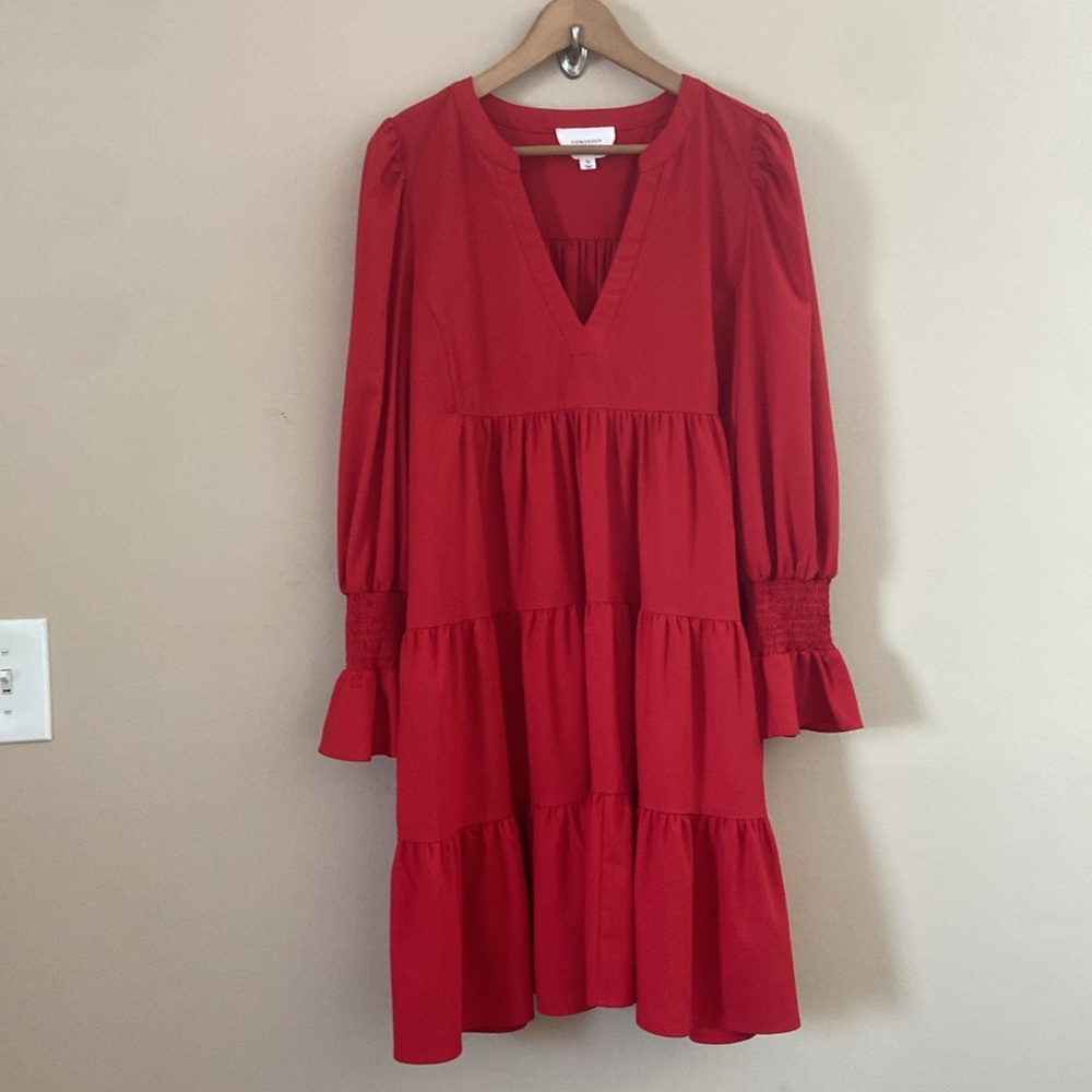 Pomander Place Red Tiered V-Neck Dress - Picture 6 of 12